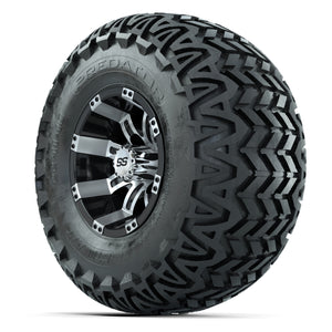 GTW Tempest Black/Machined 10 in Wheels with 22x11-10 Predator All-Terrain Tires – Full Set