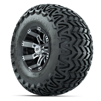 GTW Tempest Black/Machined 10 in Wheels with 22x11-10 Predator All-Terrain Tires – Full Set