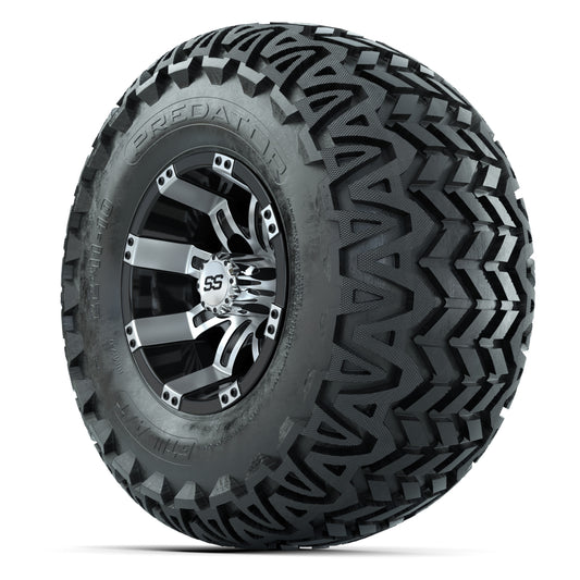 GTW Tempest Black/Machined 10 in Wheels with 22x11-10 Predator All-Terrain Tires – Full Set