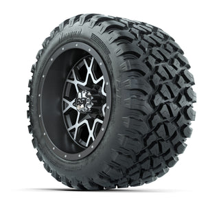 GTW® Vortex 2 Matte Gray/Machined 12 in Wheels with 22X11-R12 Nomad Steel Belt Radial All-Terrain Tires – Full Set