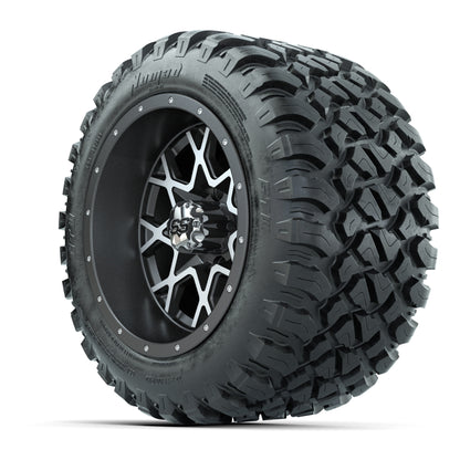GTW® Vortex 2 Matte Gray/Machined 12 in Wheels with 22X11-R12 Nomad Steel Belt Radial All-Terrain Tires – Full Set
