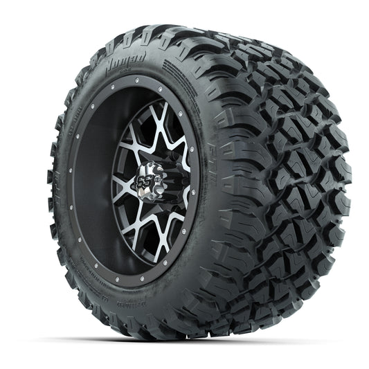 GTW® Vortex 2 Matte Gray/Machined 12 in Wheels with 22X11-R12 Nomad Steel Belt Radial All-Terrain Tires – Full Set
