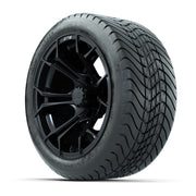 GTW Spyder Matte Black 14 in Wheels with 225/30-14 Mamba Str - 3/4 view