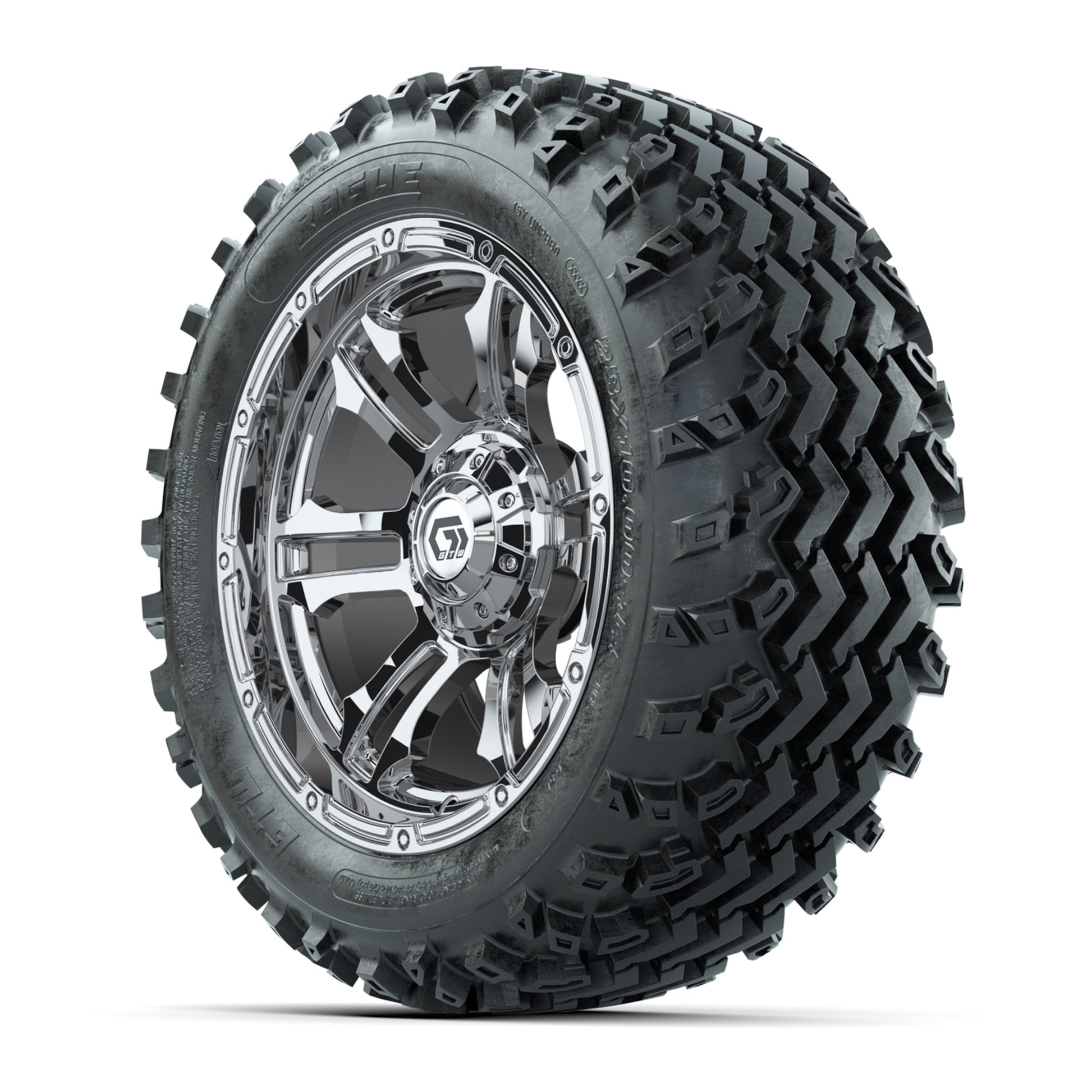 GTW® Shogun Chrome 14 in Wheels with 23X10-14 Rogue All-Terr - 3/4 view