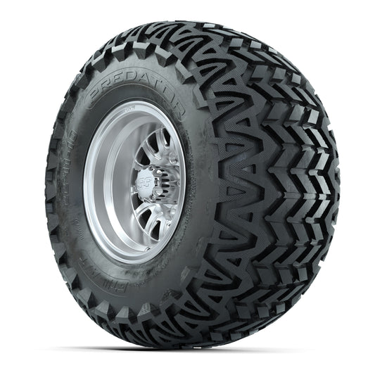 GTW Medusa Silver and Machined Wheels with 22in Predator A-T Tires - 10 Inch