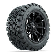 GTW® Diablo Gloss Black/Machined 14 in Wheels with 22x10-14 Timberwolf All-Terrain Tires – Full Set
