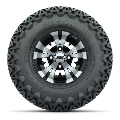 GTW Vampire Black and Machined Wheels with 22in Predator A-T Tires - 10 Inch