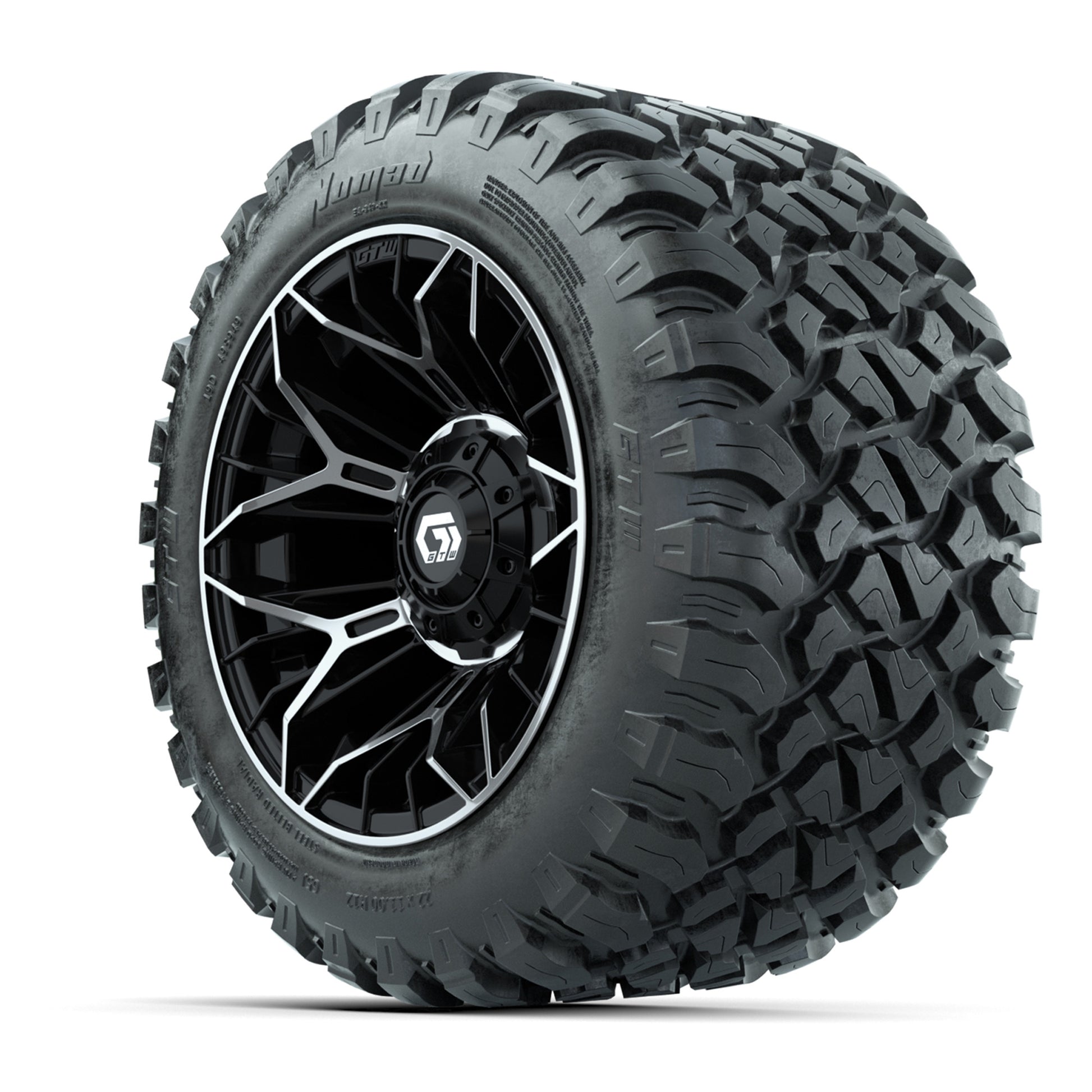 Set of (4) 12 in GTW® Stellar Machined & Black Wheels with 22x11-R12 Nomad All-Terrain Tires