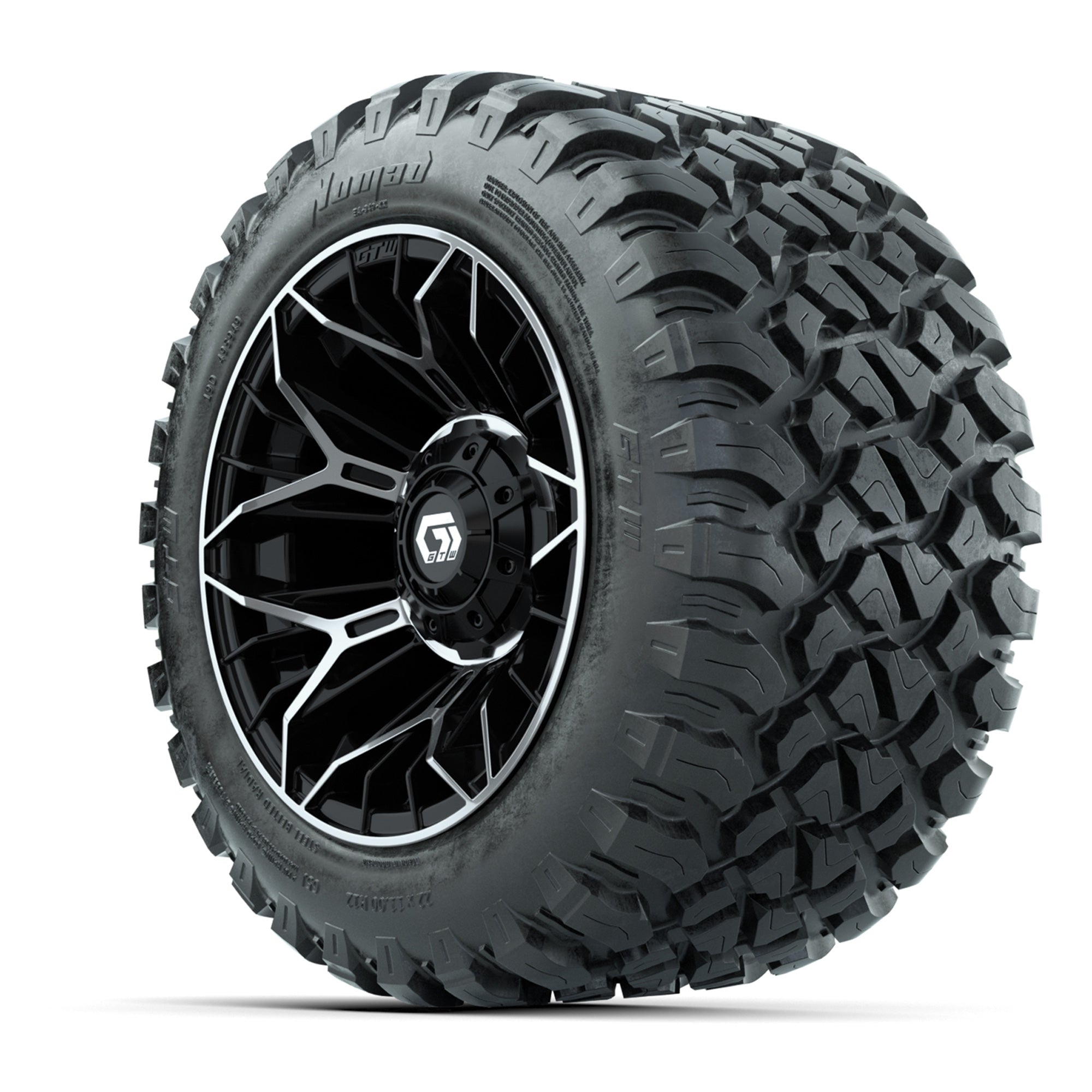 Set of (4) 12 in GTW® Stellar Machined & Black Wheels with 22x11-R12 Nomad All-Terrain Tires