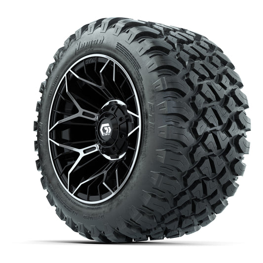 Set of (4) 12 in GTW® Stellar Machined & Black Wheels with 22x11-R12 Nomad All-Terrain Tires