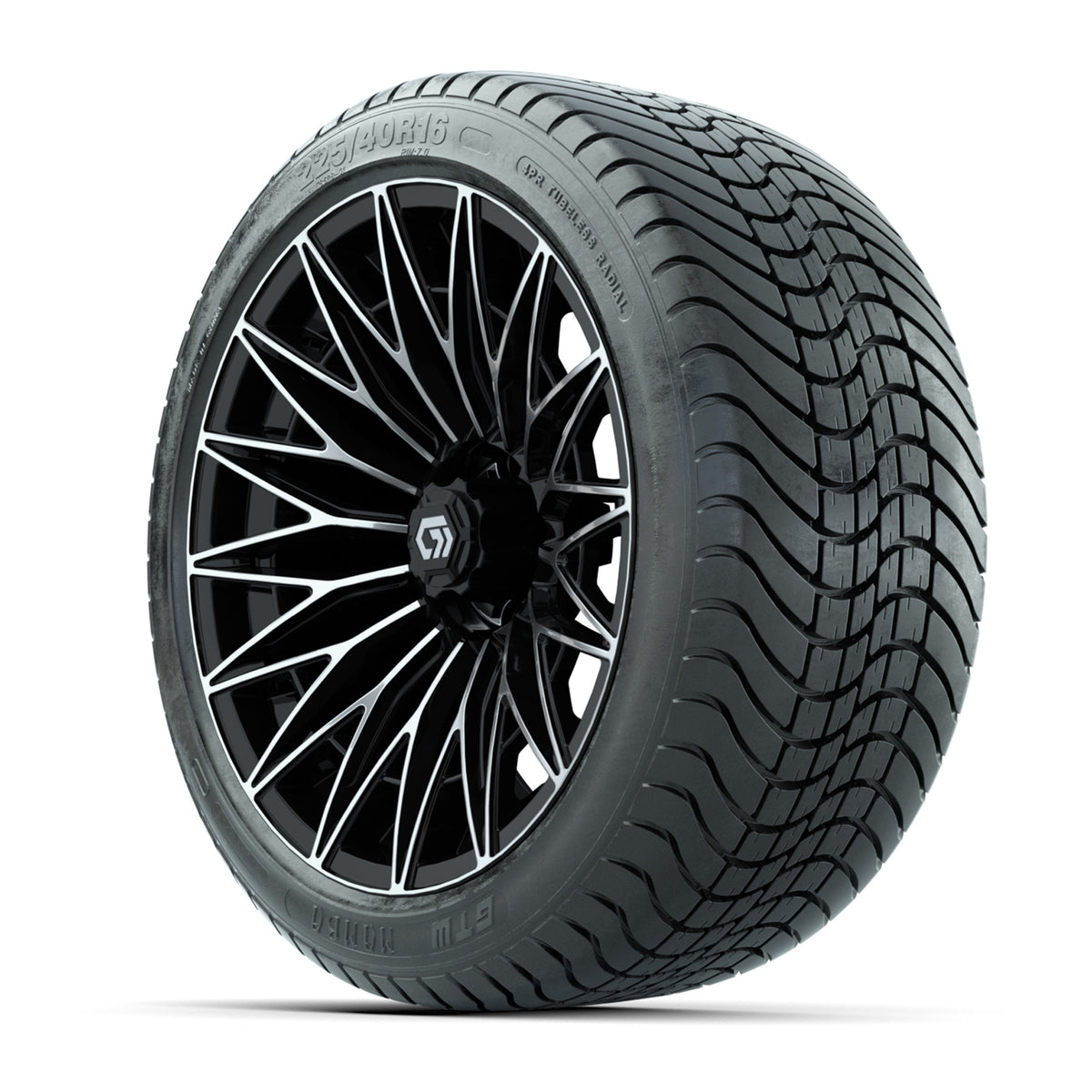 GTW Blur Black/Machined 16 in Wheels with 225/40-R16 Mamba Street Tires – Full Set