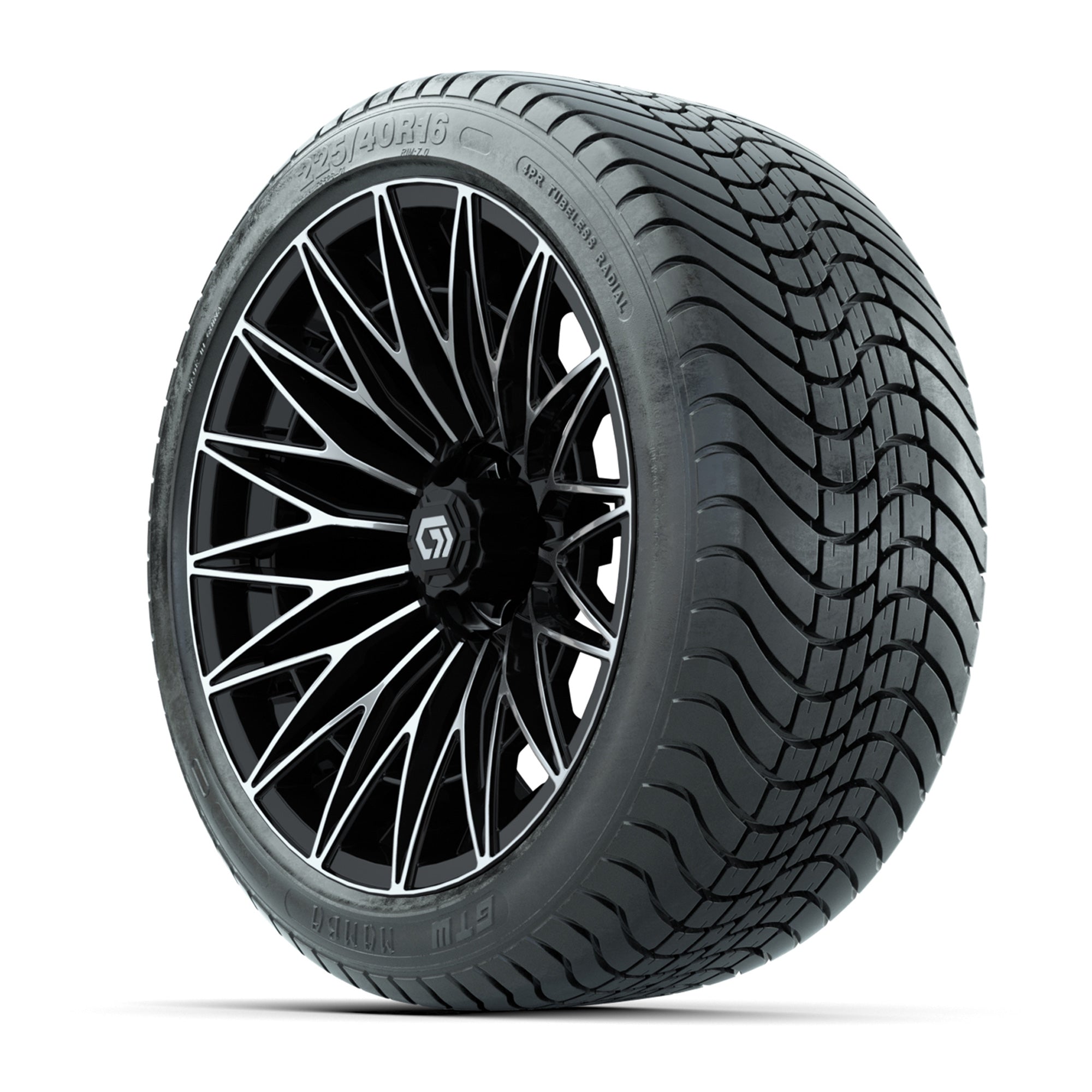 GTW Blur Black/Machined 16 in Wheels with 225/40-R16 Mamba Street Tires – Full Set
