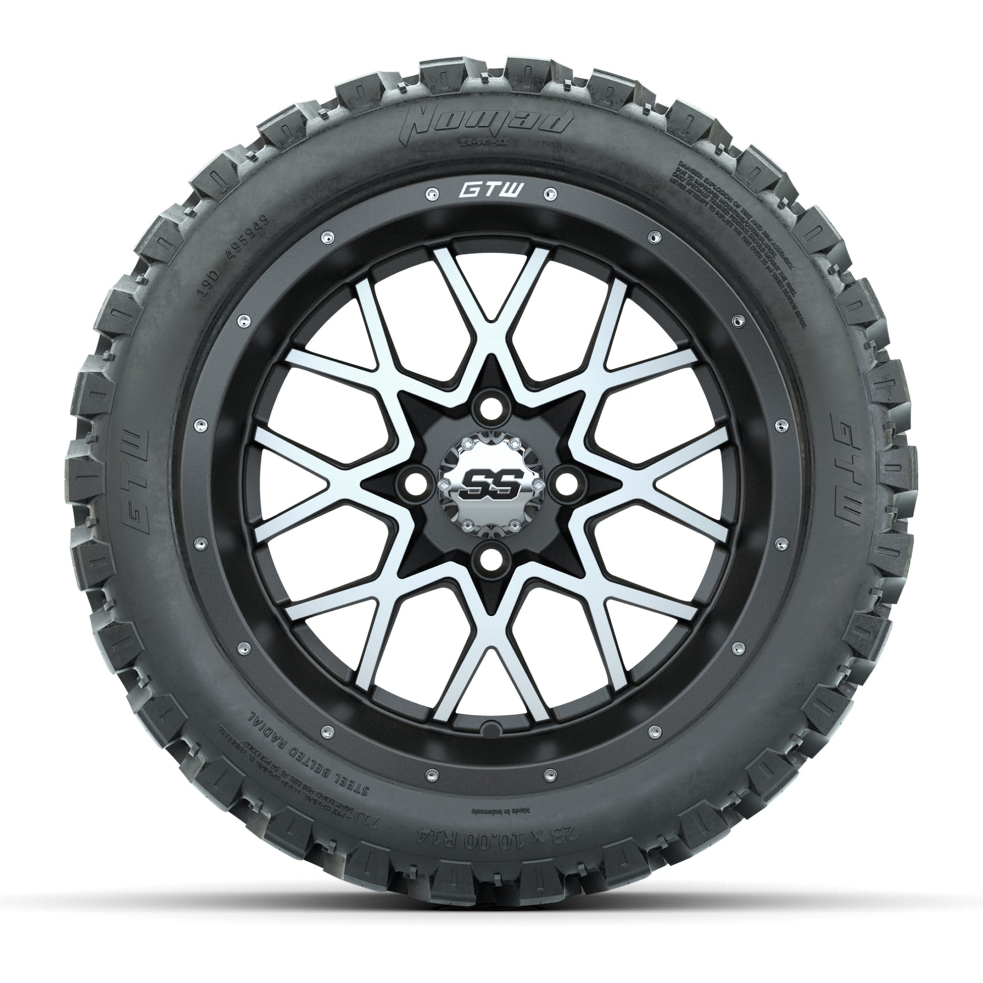 GTW® Vortex 2 Matte Gray//Machined 14 in Wheels with 23X10-R - front view