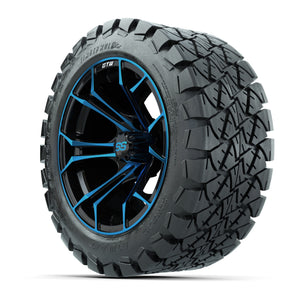 GTW Spyder Blue/Black 14 in Wheels with 22x10-14 GTW Timberw - 3/4 view