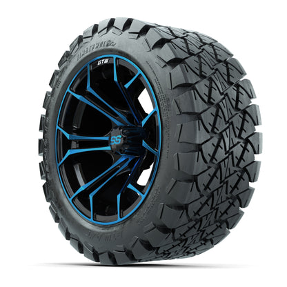 GTW Spyder Blue/Black 14 in Wheels with 22x10-14 GTW Timberw - 3/4 view