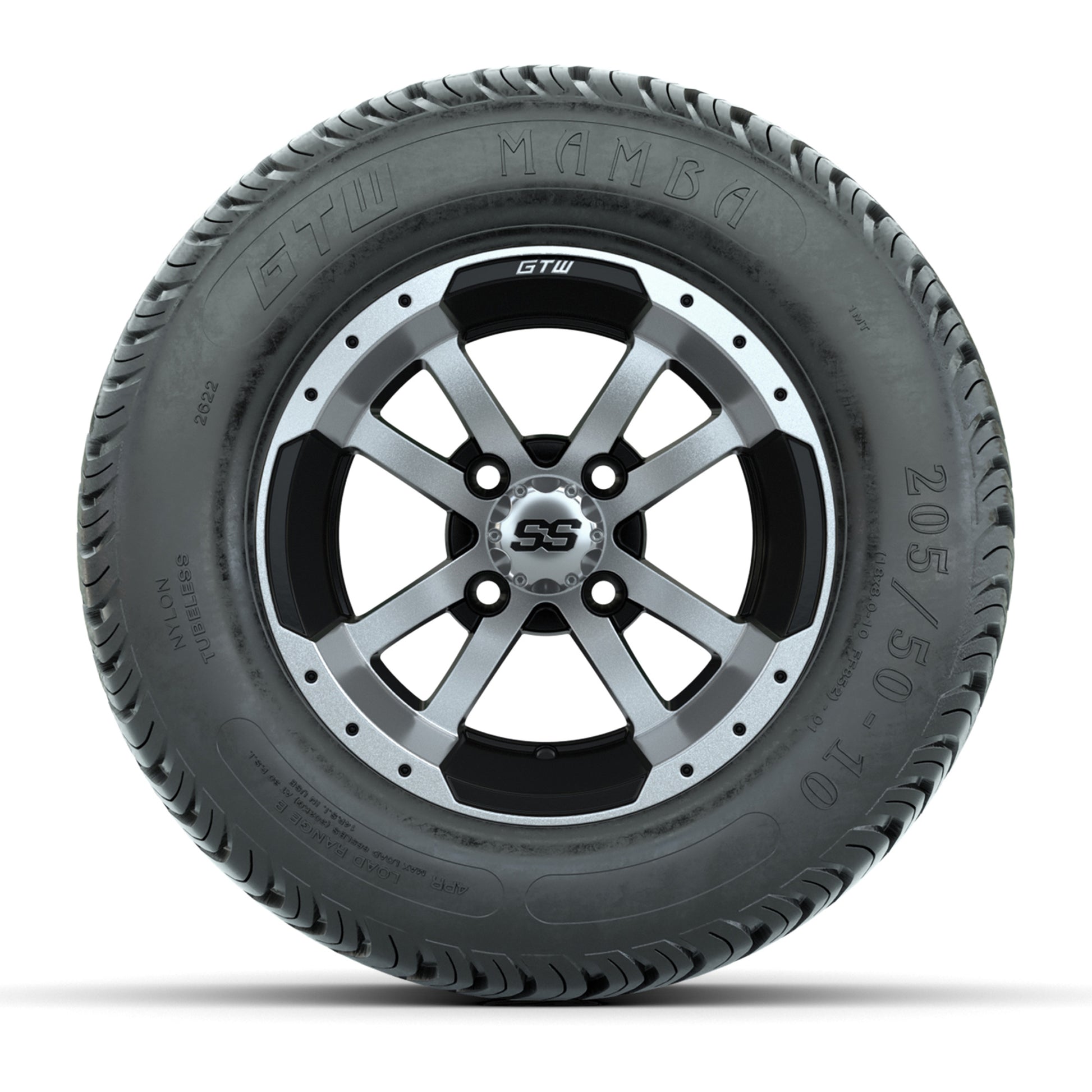 Set of (4) 10 in GTW Storm Trooper Wheels with 205/50-10 Mamba Street Tires
