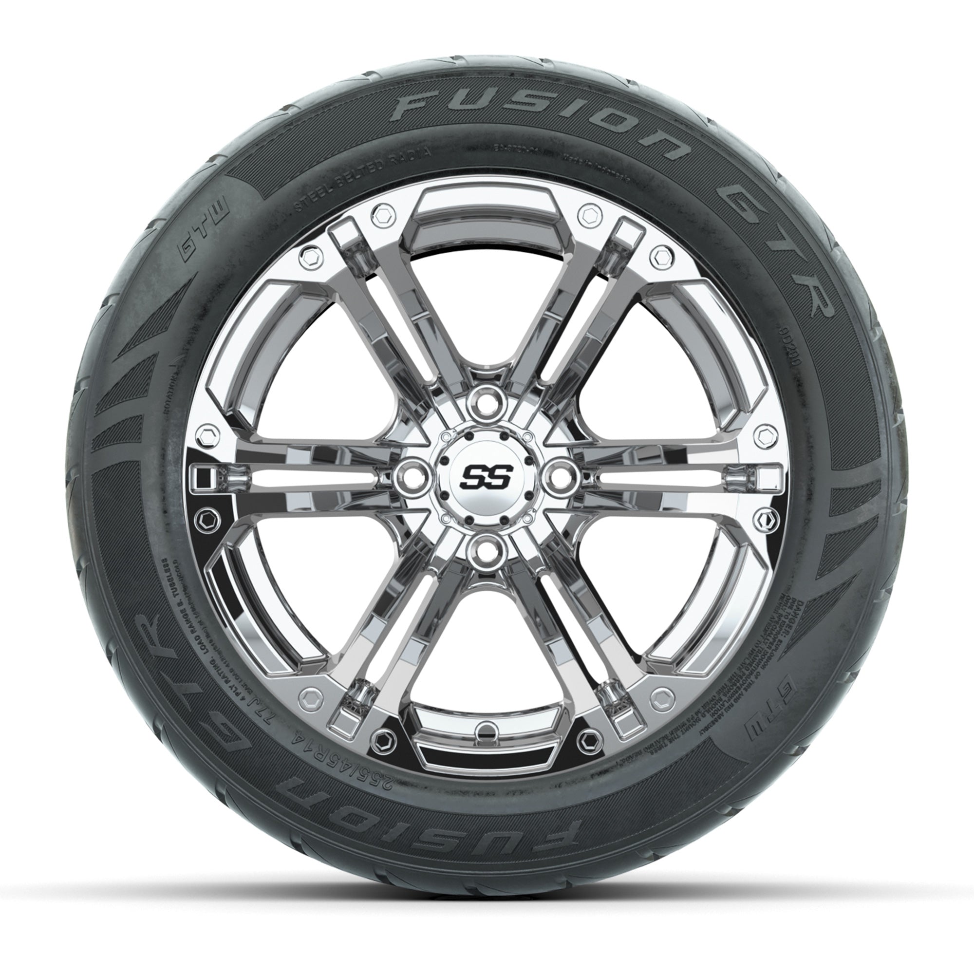 GTW® Specter Chrome 14 in Wheels with 255/45-R14 Fusion GTR  - 3/4 view
