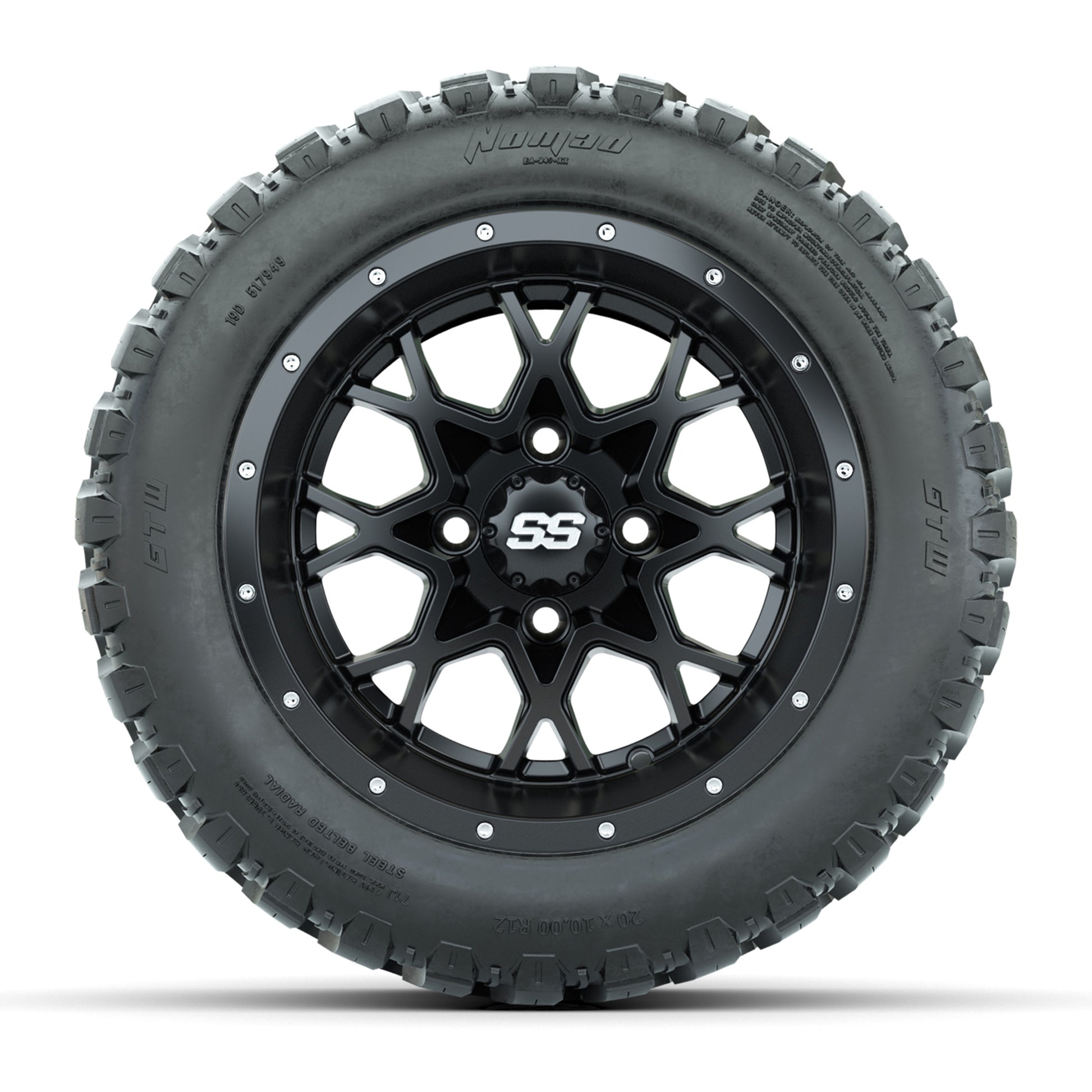 Set of (4) 12 in GTW Vortex Wheels with 20x10-R12 GTW Nomad All-Terrain Tires