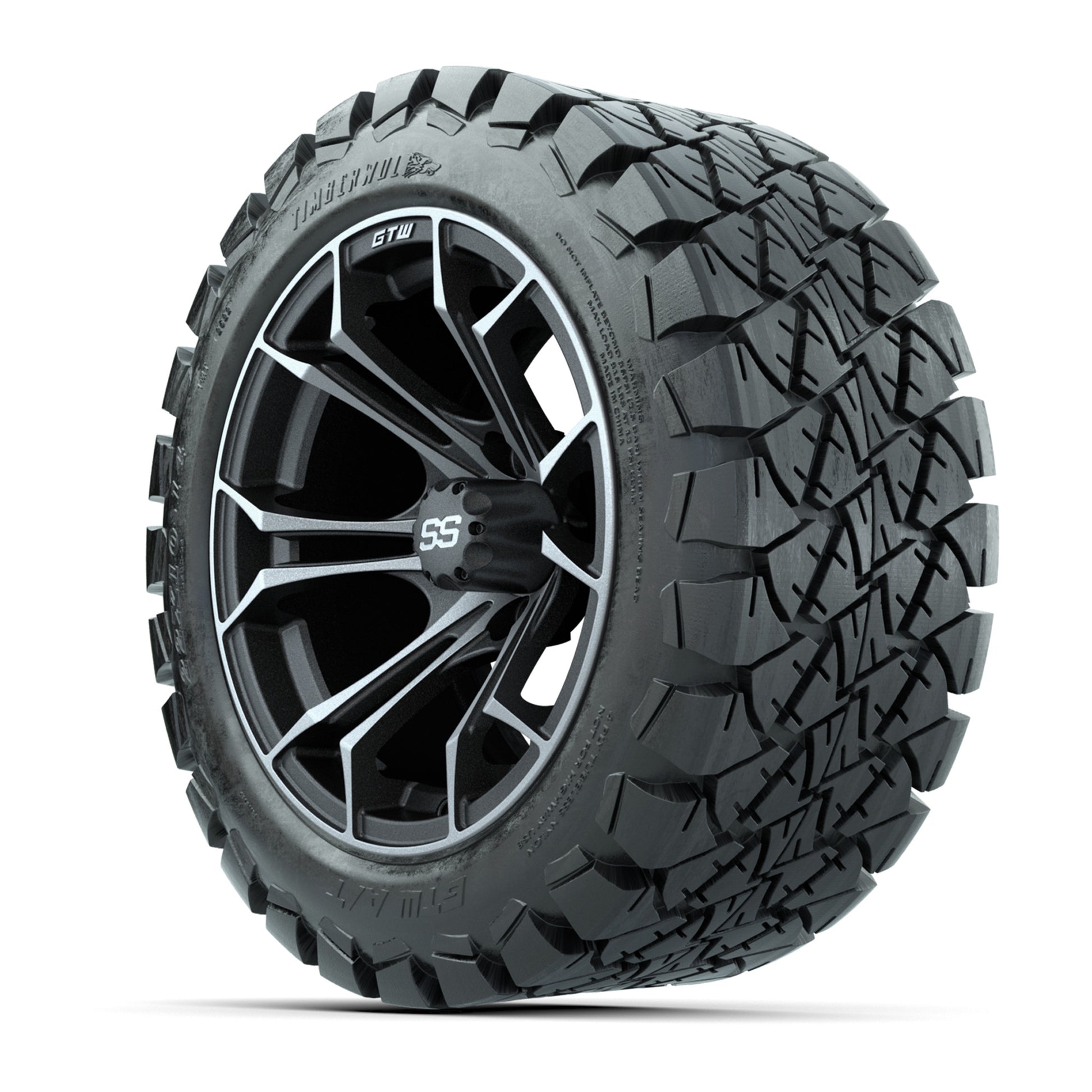 GTW Spyder Matte Grey 14 in Wheels with 22x10-14 GTW Timberw - 3/4 view