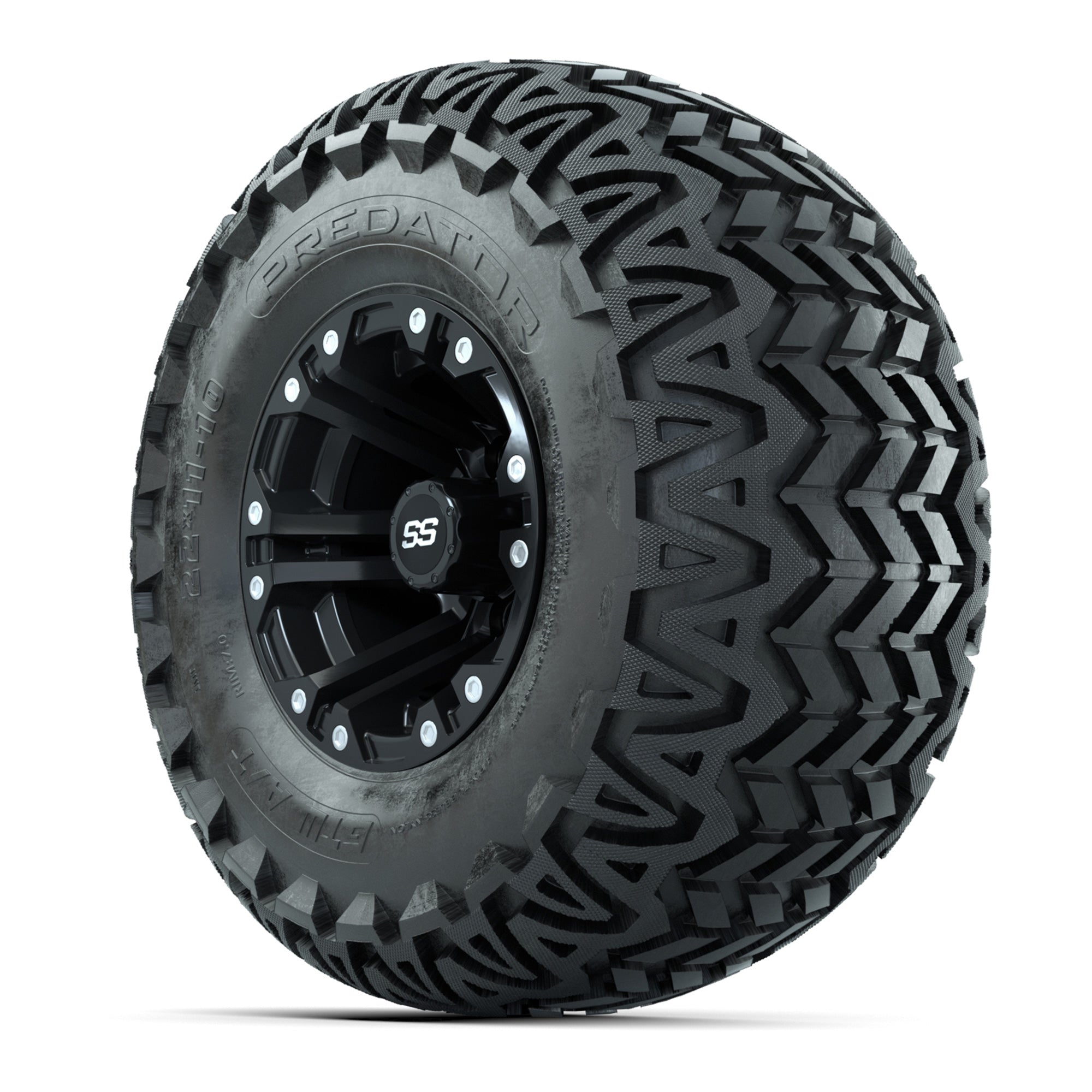 Set of 4 GTW Specter Matte Black Wheels with Predator A-T Tires - 10 Inch
