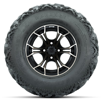 GTW® Spyder Matte Black/Bronze 12 in Wheels with 25X10-12 Barrage Mud Tires – Full Set