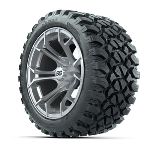 GTW® Spyder Silver Brush 14 in Wheels with 23X10-R14 Nomad S - 3/4 view