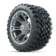GTW® Spyder Silver Brush 14 in Wheels with 23X10-R14 Nomad S - 3/4 view