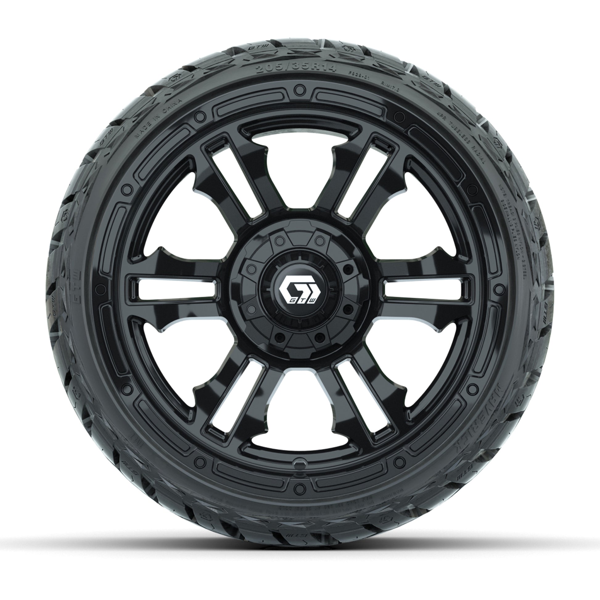 GTW Shogun Gloss Black 14 in Wheels with 205/35-R14 Maverick - front view