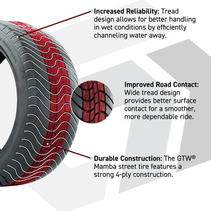 GTW® Mamba Steel Belted Radial Street Tire - 225/40-R16