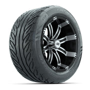 GTW® Tempest Black/Machined 14 in Wheels with 255/45-R14 Fusion GTR Steel Belt Radial Street Tires – Full Set