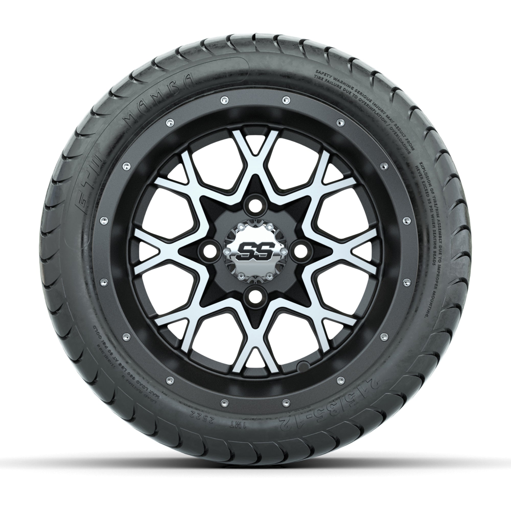 Set of (4) 12 in GTW Vortex Wheels with 215/35-12 GTW Mamba Street Tires