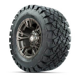 GTW® Vandal Satin Bronze/Machined 12 in Wheels with 22x10-12 Timberwolf All-Terrain Tires – Full Set