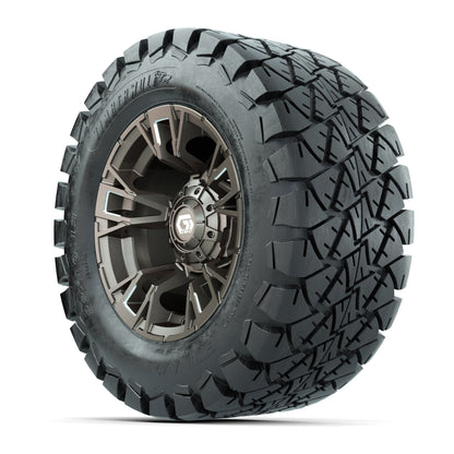 GTW® Vandal Satin Bronze/Machined 12 in Wheels with 22x10-12 Timberwolf All-Terrain Tires – Full Set