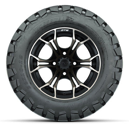 GTW® Spyder Matte Black/Bronze 12 in Wheels with 22X10-12 Timberwolf All-Terrain Tires – Full Set
