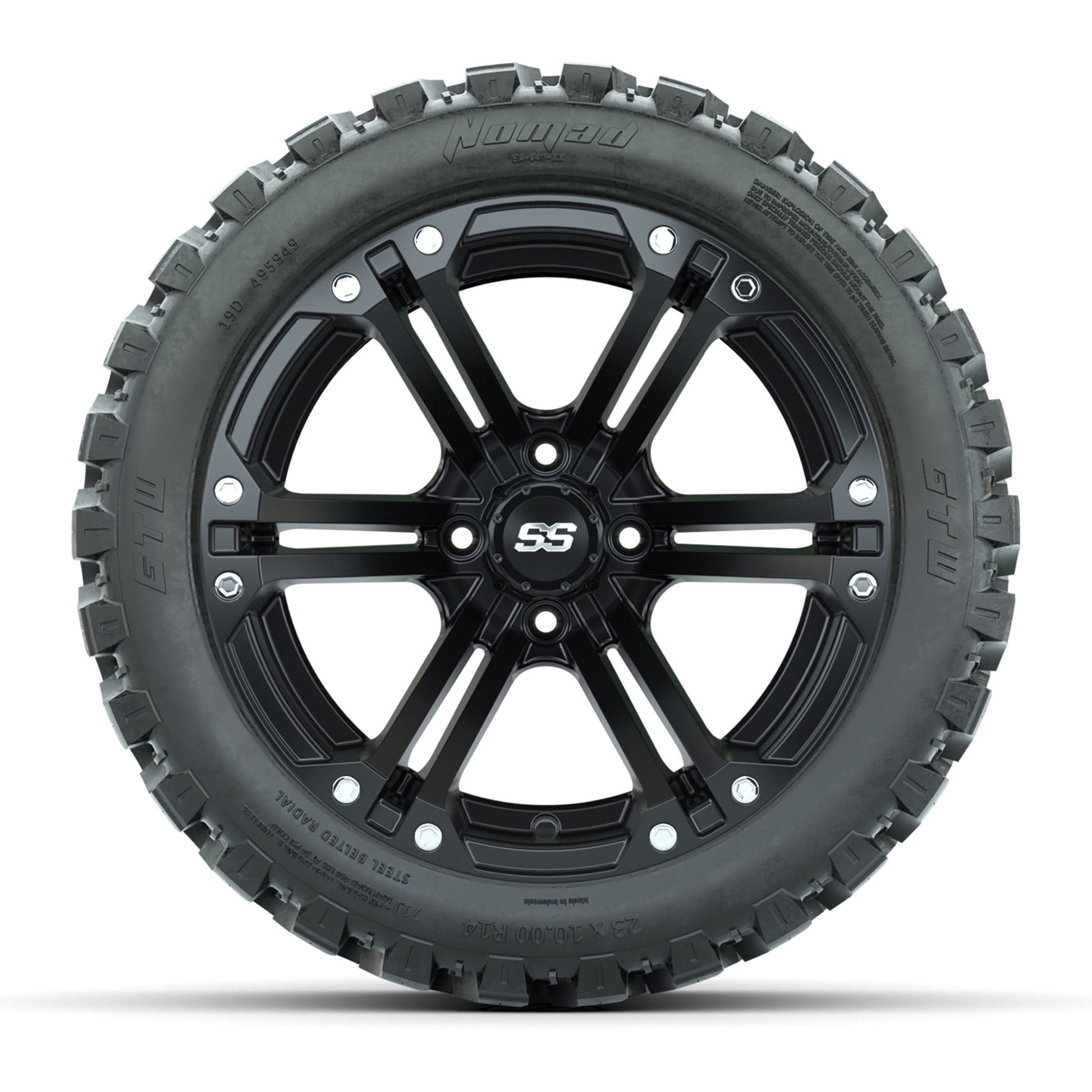 Set of (4) 14 in GTW Specter Wheels with 23x10-14 GTW Nomad  - front view