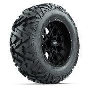 GTW Vortex Matte Black 14 in Wheels with 25x10-14 Barrage Mud Tires – Full Set