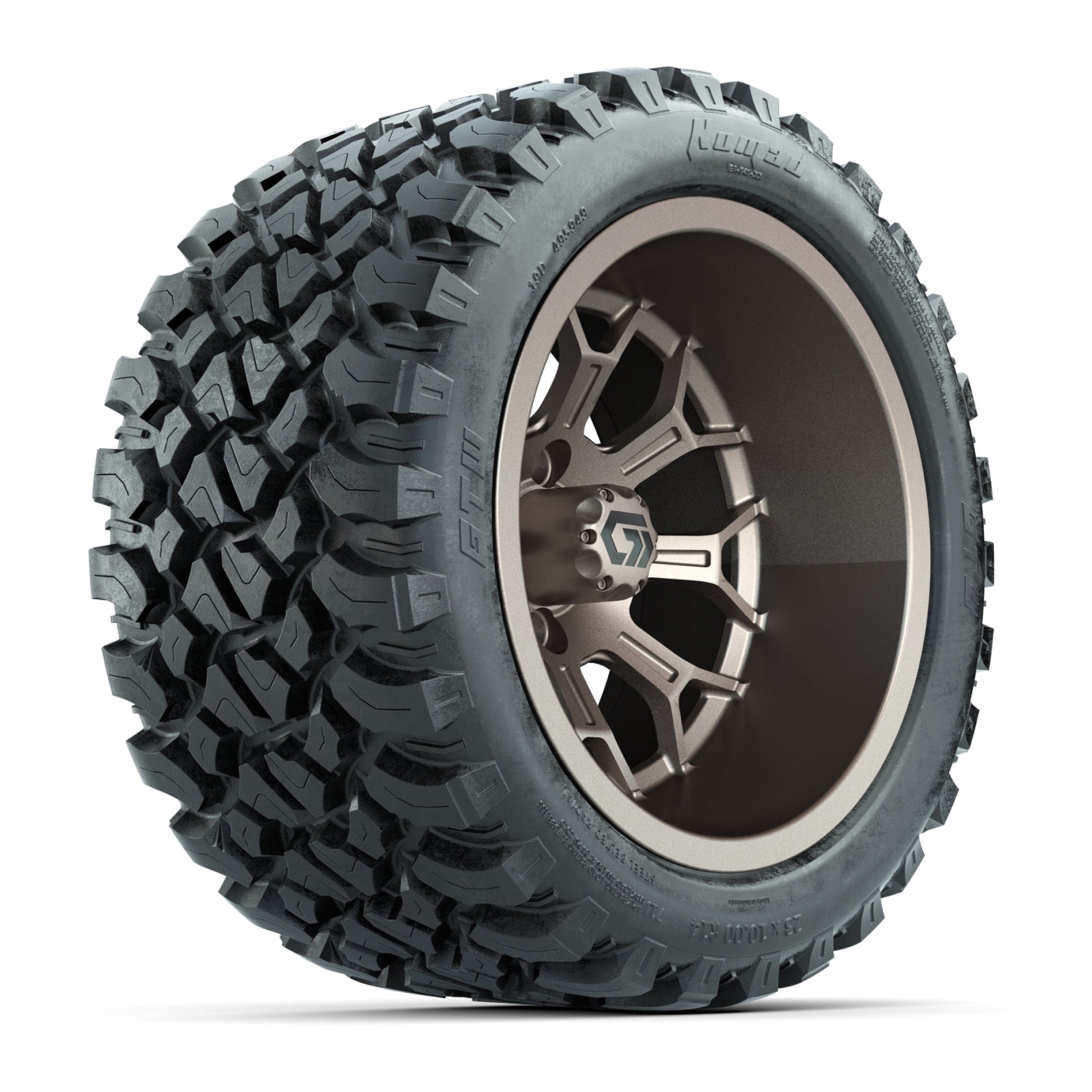 GTW Assault Matte Bronze 14 in Wheels with 23X10-R14 Nomad Steel Belt Radial All-Terrain Tires – Full Set