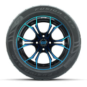 GTW® Spyder Black/Blue 14 in Wheels with 255/45-R14 Fusion G - front view