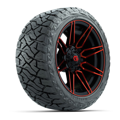 GTW Stealth Gloss Black/Red 14 in Wheels with 23x10.00-R14 Maverick All-Terrain Tires – Full Set