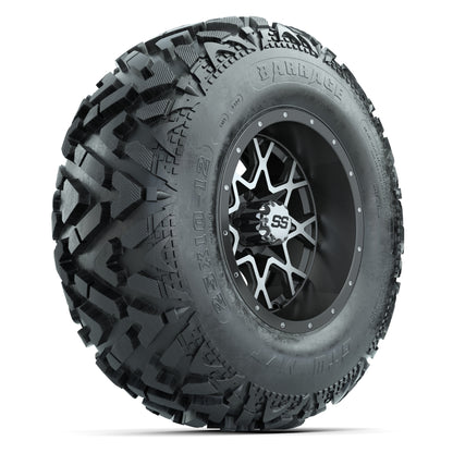 GTW® Vortex 2 Matte Gray/Machined 12 in Wheels with 25X10-12 Barrage Mud Tires – Full Set