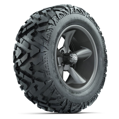 GTW Godfather Matte Gray 14 in Wheels with 25x10-14 Barrage Mud Tires – Full Set