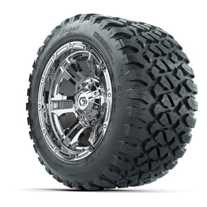 GTW® Shogun Chrome 12 in Wheels with 20X10-12 Nomad Steel Belt Radial All-Terrain Tires – Full Set