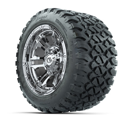 GTW® Shogun Chrome 12 in Wheels with 20X10-12 Nomad Steel Belt Radial All-Terrain Tires – Full Set