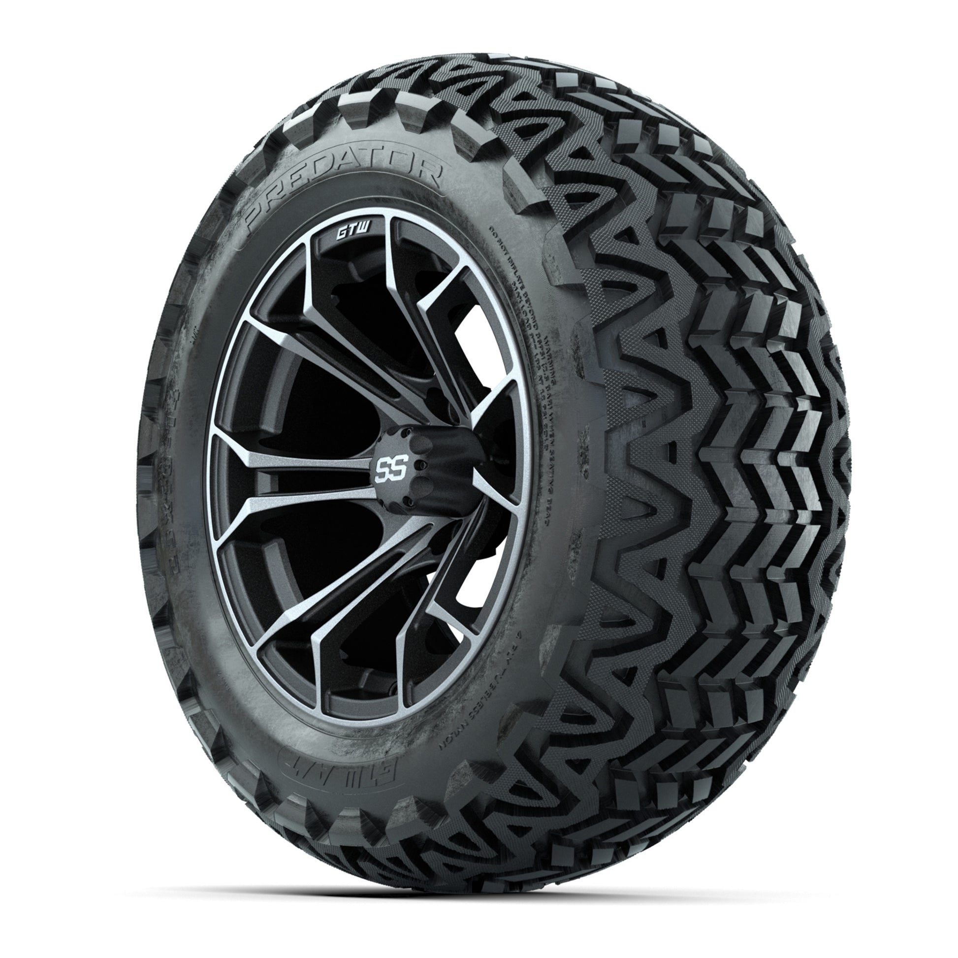 GTW Spyder Matte Grey 14 in Wheels with 23x10-14 GTW Predato - 3/4 view