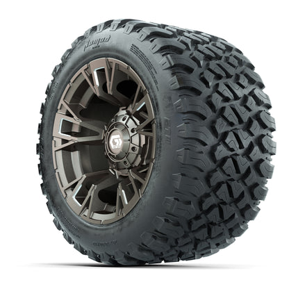 GTW® Vandal Bronze/Machined 12 in Wheels with 20X10-12 Nomad Steel Belt Radial All-Terrain Tires – Full Set