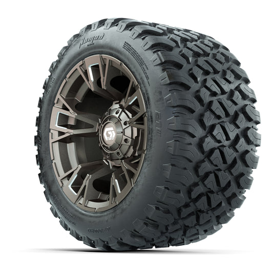 GTW® Vandal Bronze/Machined 12 in Wheels with 20X10-12 Nomad Steel Belt Radial All-Terrain Tires – Full Set