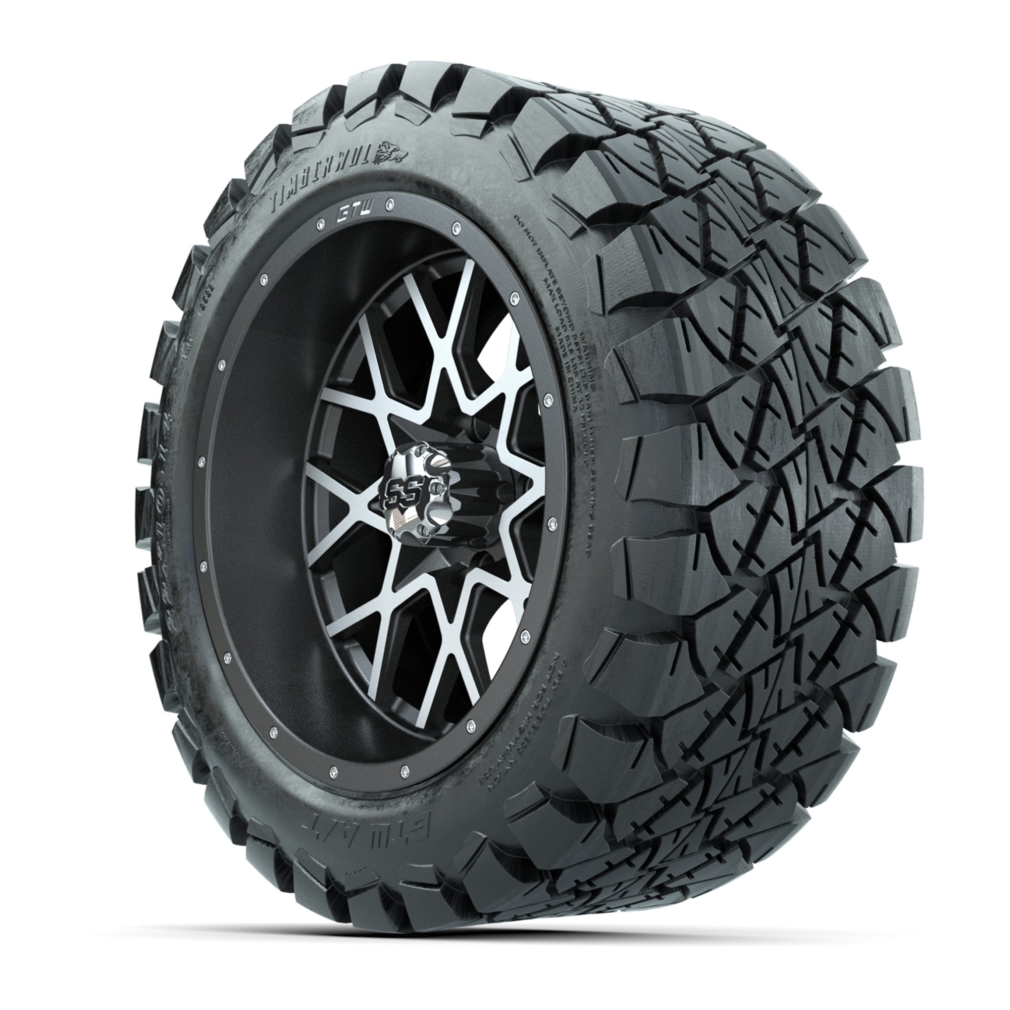 Set of (4) 14 in GTW Vortex Wheels with 22x10-14 GTW Timberw - 3/4 view
