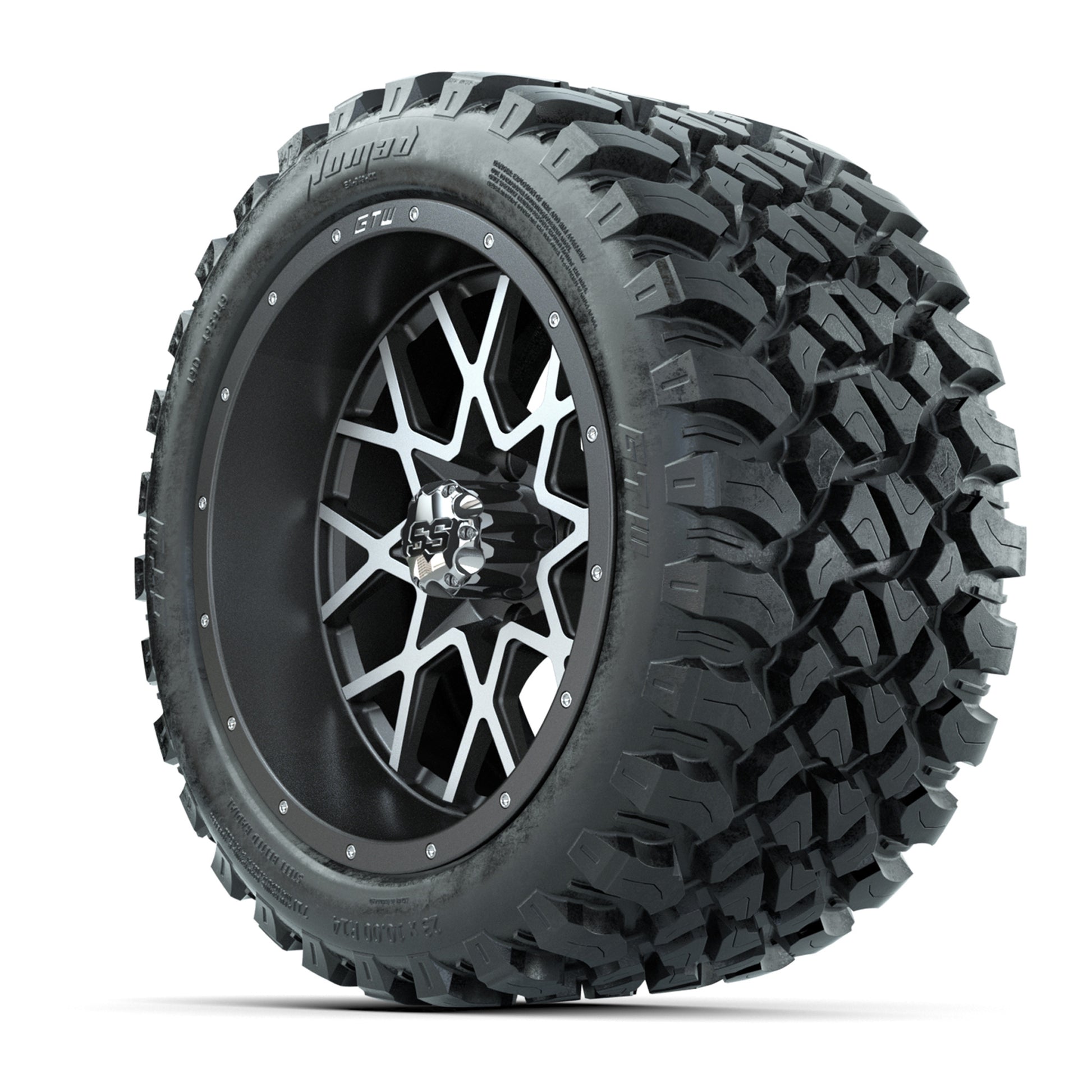 GTW® Vortex 2 Matte Gray//Machined 14 in Wheels with 23X10-R - 3/4 view