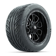 GTW® Volt Black/Machined 14 in Wheels with 255/45-R14 Fusion GTR Steel Belt Radial Street Tires – Full Set