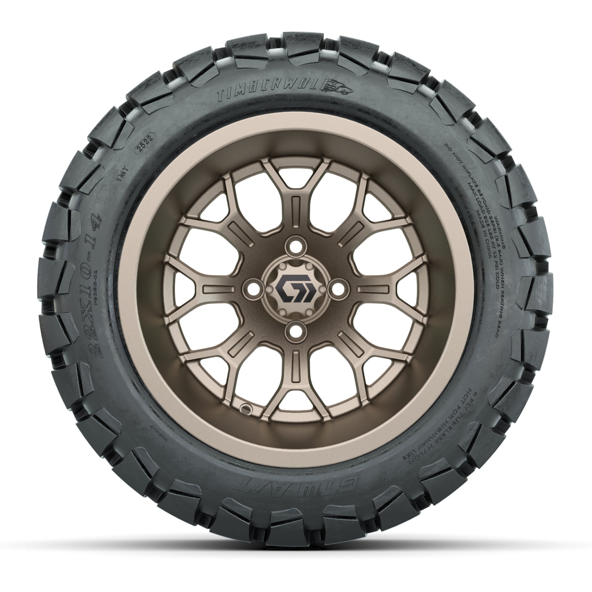 GTW Assault Matte Bronze 14 in Wheels with 22X10-14 Timberwolf All-Terrain Tires – Full Set